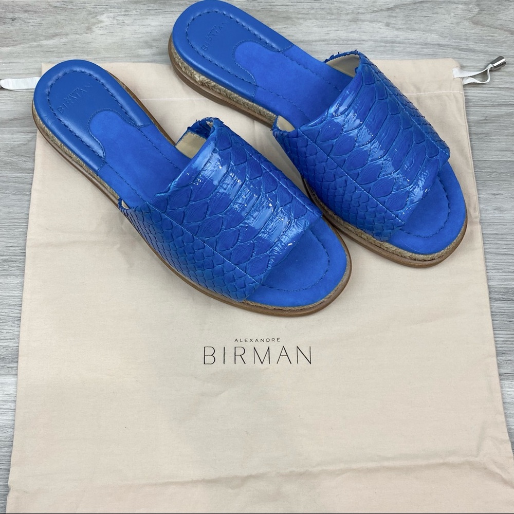 Alexandre Birman Blue Croc Slide Sandals